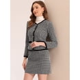 thumbnail image 4 of Conjunto de traje Allegra K para Mujer Dos Piezas chaqueta y Falda corta de tweed a Cuadros Negro S, 4 of 6