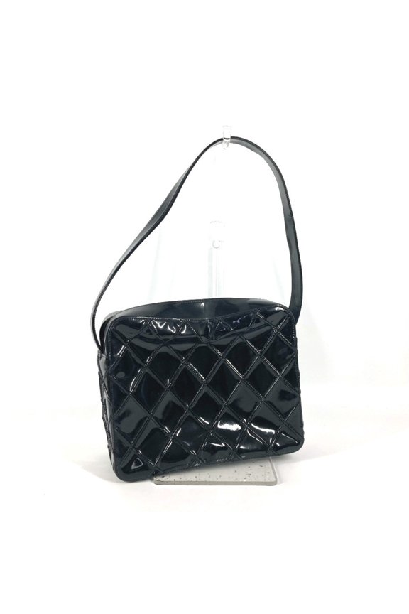 Pre-Owned CHANEL Vintage Quilted Matelasse Bag Shoulder Box Handbag Patent Leather Women's Black