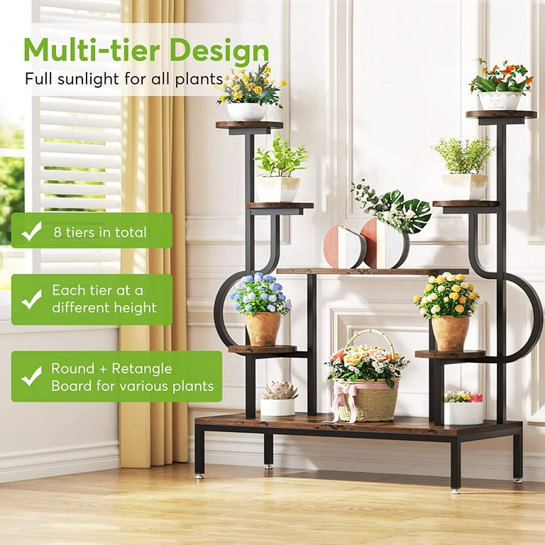 Tribesigns 70 Tall Metal Indoor Plant Stand, Large Triple Wide 5 Tier  Half-Moon-Shaped Plant Shelf, Industrial Outdoor Curved Ladder Flower Pot  Stand