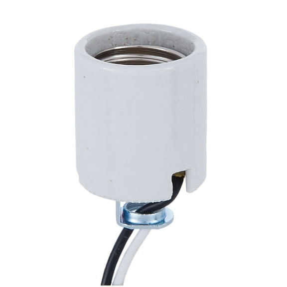 B&P Lamp® Unglazed Porcelain Medium Base Socket with 1/8IP hickey and 18 Inch Long Wire Leads