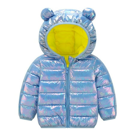 

ZHUASHUM Toddler Boys Girls Winter Windproof Lightfuls Colours Bear Ears Hooded Coat Jacket Kids Warm Outerwear