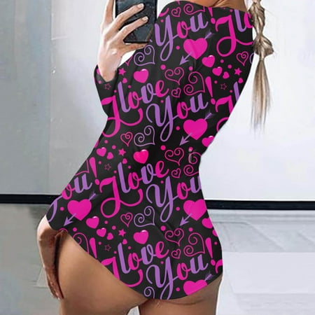 

〖Yilirongyumm〗 Jumpsuits For Women Print Long Sleeve Nightwear Jumpsuit Bodysuit Playsuit Romper