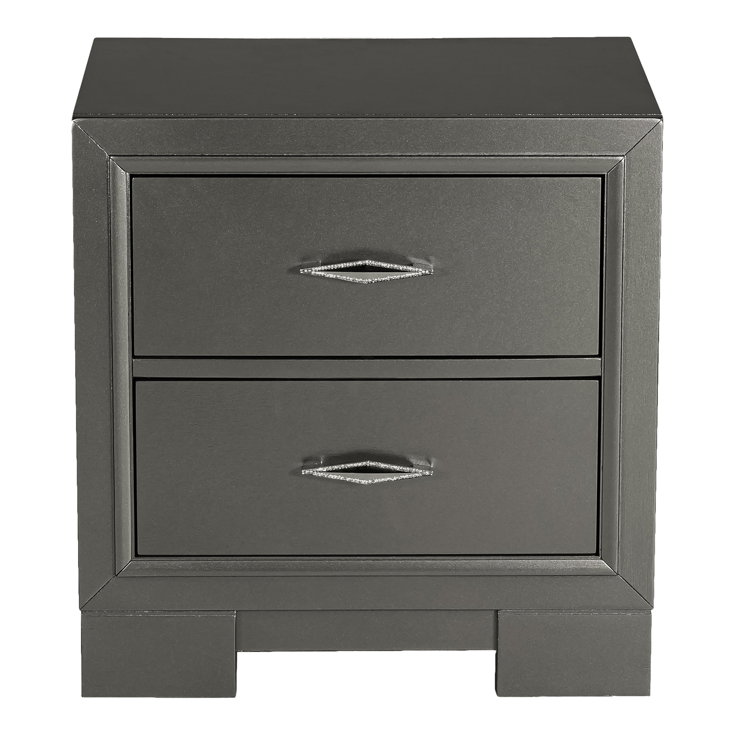 Furniture of America Willow Wood 2-Drawer Nightstand, Metallic Gray