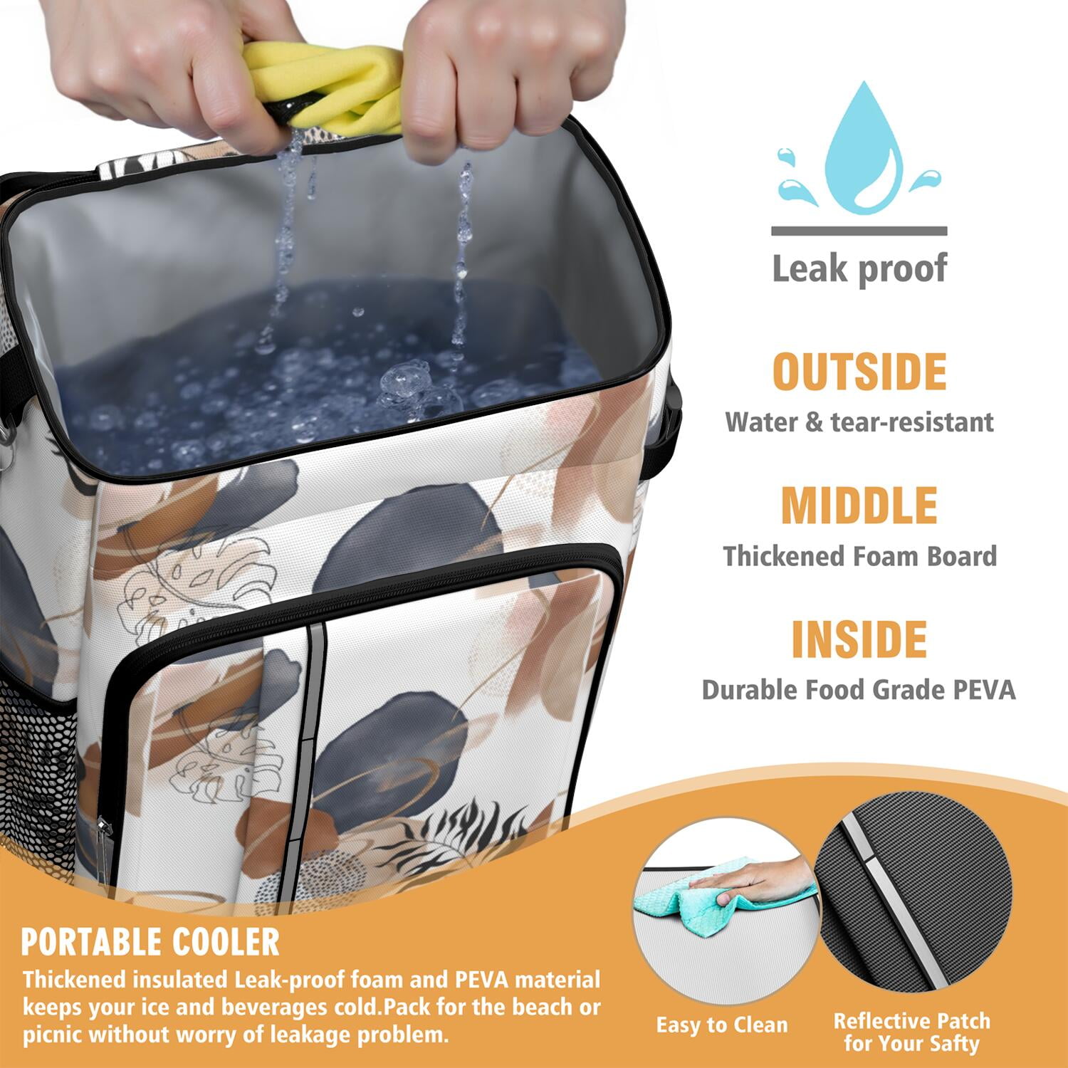 Travel Cooler Bag - Boho Bohemian Art Camping Beer Cooler Backpack with Bottle Opener- Waterproof Insulated Picnic Backpacks - Cooler Bag for Beach