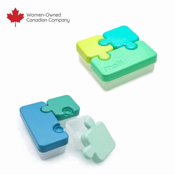 Melii 2 Pack Puzzle Bento Box Container for Kids, 3 Compartments- Blue