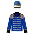 thumbnail image 3 of Hansber Veste de Smoking à Manches Longues pour Garçons avec Pompon, Uniforme de Majorette, Chapeau Bleu 4, 3 of 7