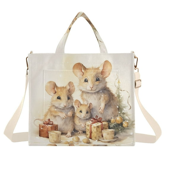 Mouses Gifts Christmas Tree Corduroy Tote Bag Handbag Large Messenger Bag Shoulder Crossbody Zipper Bag Purse