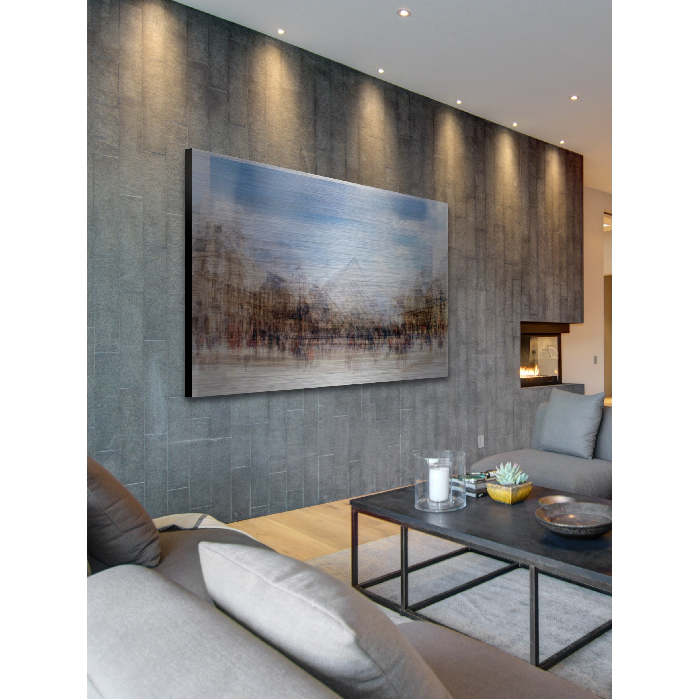 "Place Des Artistes" Painting Print on Brushed Aluminum