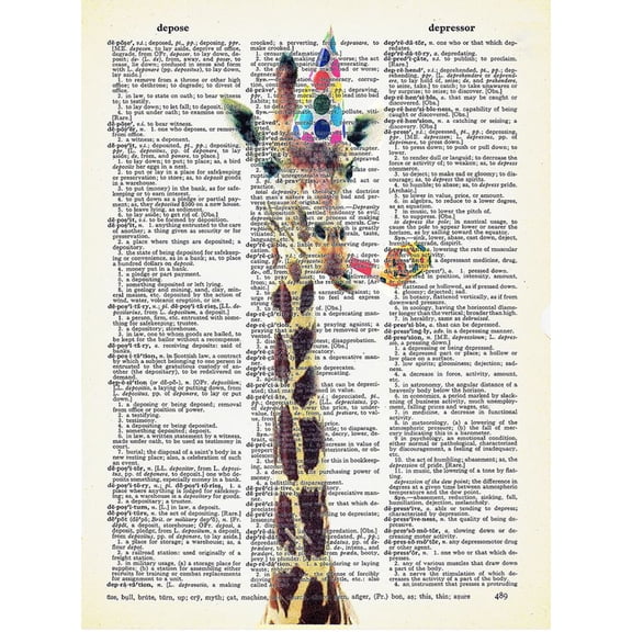 Art N Wordz Party Animal Giraffe Original Dictionary Sheet Pop Art Wall or Desk Art Print Poster