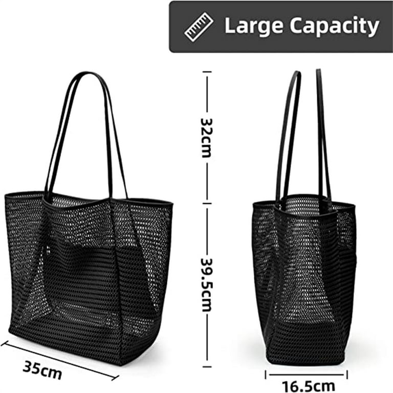Mesh Tote Bag Beach Bag Extra Large Tote Bags for Women with Zip Pocket Shoulder Bag Summer Beach Bags Reusable Shopping Bag for Picnic Holiday Travel Grocery Walmart