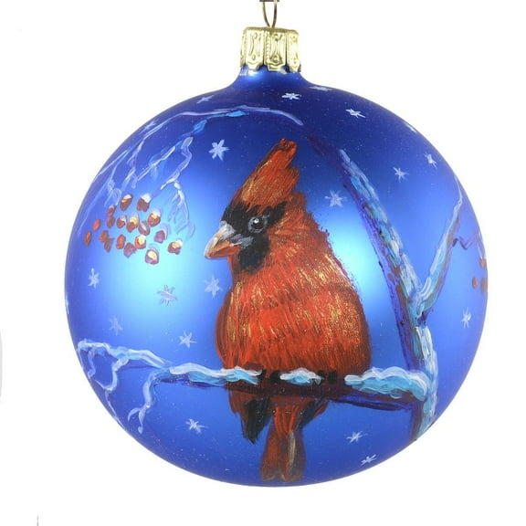 "Cardinal" Hand Painted Glass Christmas Ball