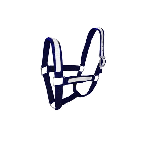 Premium Nylon Draft Halter with Overlay - Adjustable Horse Halter for Draft Size - Multiple Colors (Navy Blue, Black, Brown, Purple) - SS Hardware