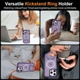 thumbnail image 2 of KOMI for iPhone 16 Pro Max Case, with Magnetic Ring Stand [Compatible with MagSafe] [Military Grade Protection] Slim Shockproof Translucent Protective Phone Case Purple, 2 of 5
