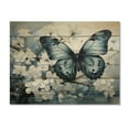 thumbnail image 3 of Designart "Butterfly Reflection Blue White" Animals Print on Natural Pine Wood, 3 of 5