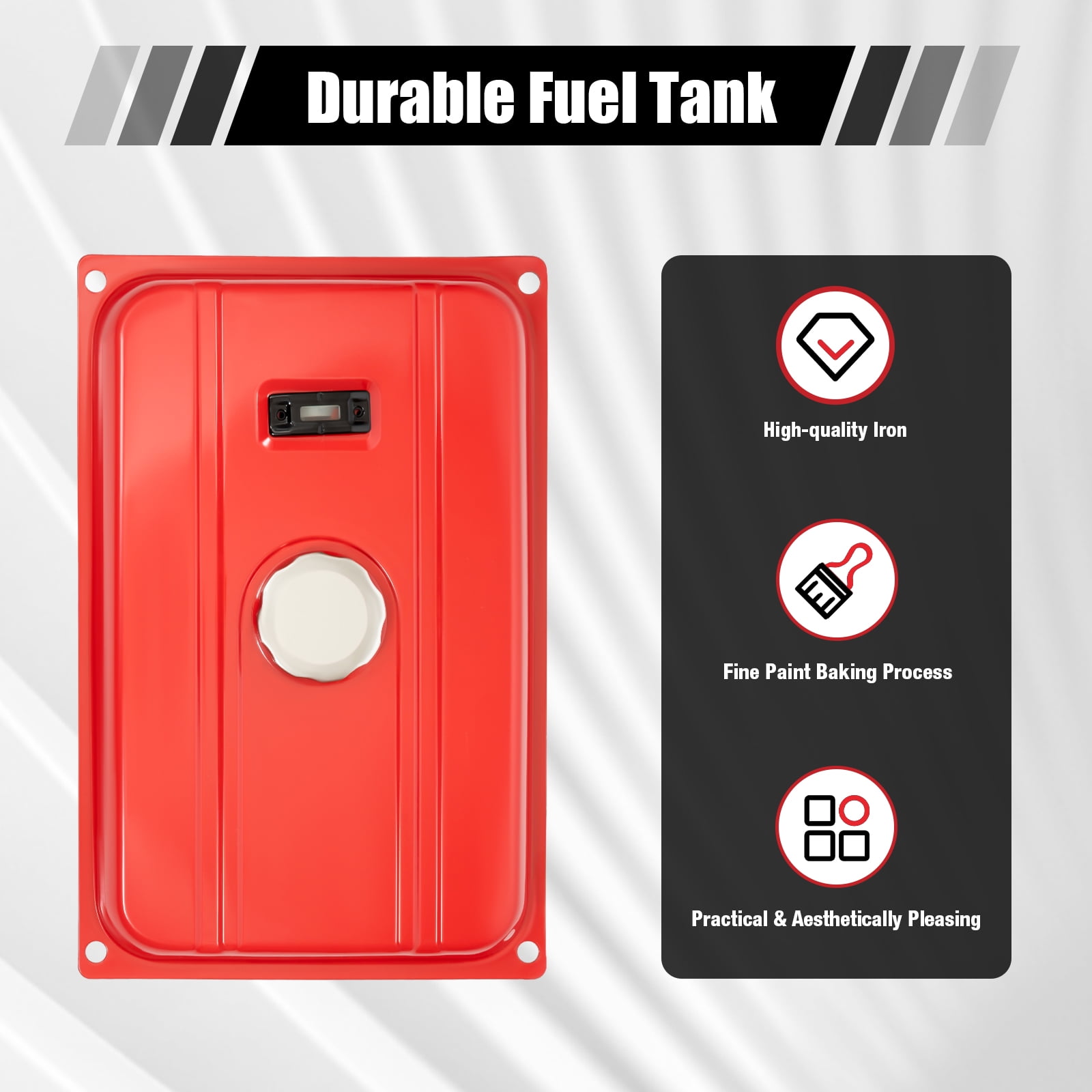 4 Gallon Generator Gas Fuel Tank, Universal Replacement Gasoline Tank with Fuel Valve and Filter, for Honda Series Single-cylinder Generator