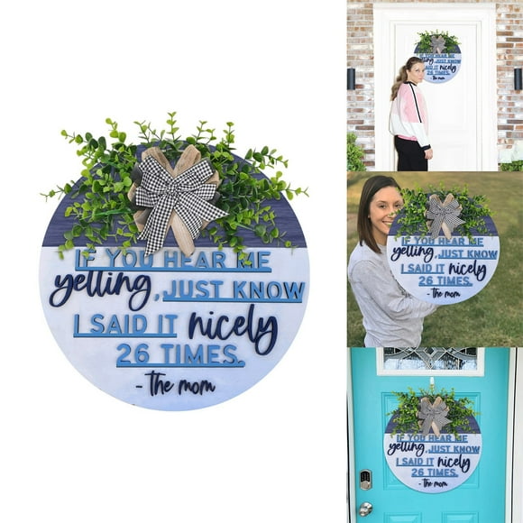asddcavvf Funny Welcome Sign Front Door Round Outdoor Indoor Spring Wreath Farmhouse Porch Garland Wood Decorations Sign Housewarming for Summer Fall Home Wall Hanging Call Sign for Bathroom