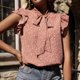 thumbnail image 5 of Moda mujer Casual primavera cuello en V pulóver sin mangas con volantes blusa pajarita camiseta Tops Fridja  qr4602, 5 of 7