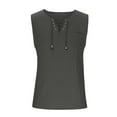 thumbnail image 6 of COSFO Muscle Running Tank Top Men Gray Cotton Linen Casual Shirts Loose Sleeveless with Pocket Summer V Neck Tank Tops, 6 of 6