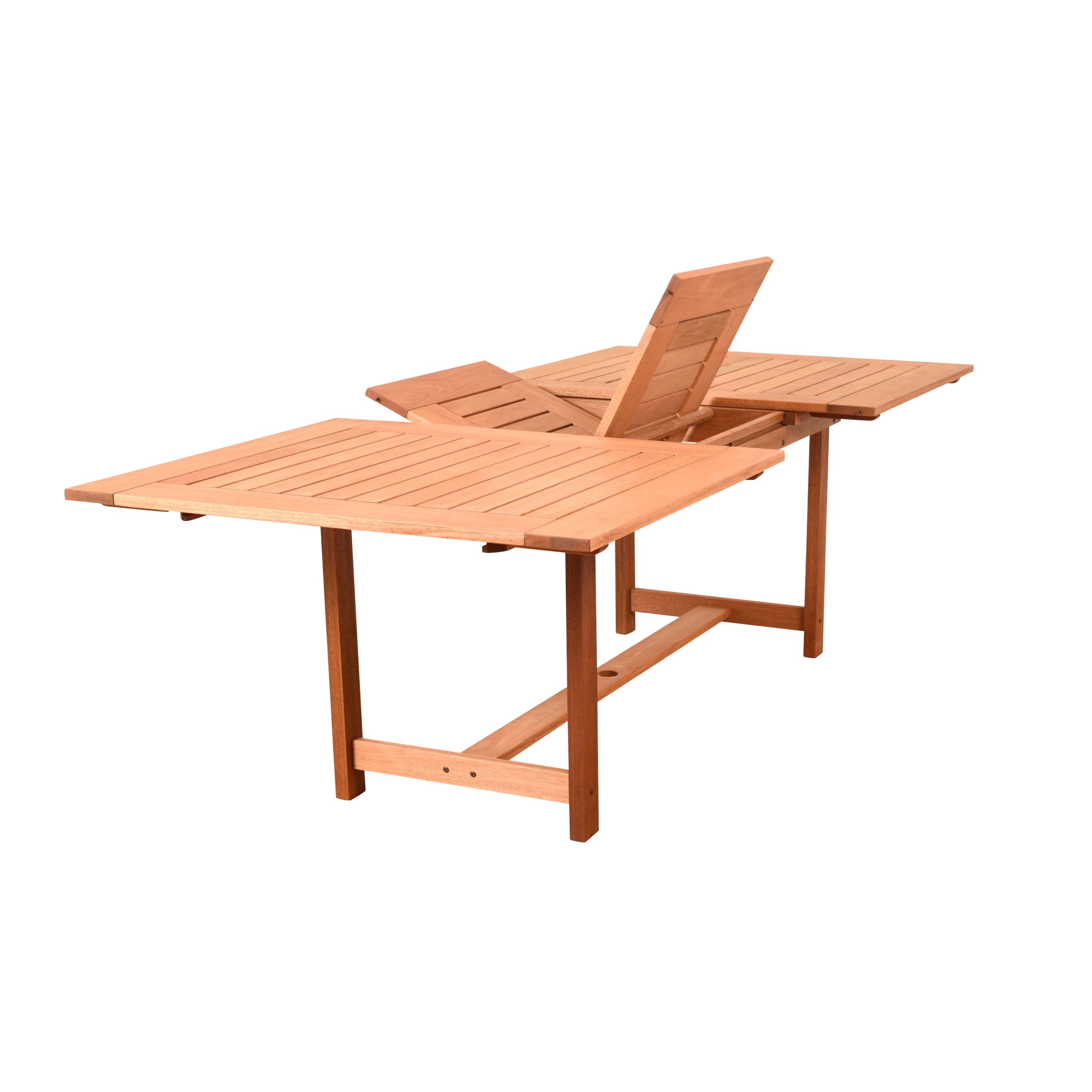 Amazonia 9 Pieces Leuven Solid Eucalyptus Wood Patio Dining Set, Brown