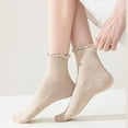 thumbnail image 4 of Ruffle Socks Cute Cotton Summer Breathable 5 Pairs Crew Socks Solid Color for Women Gift, 4 of 9