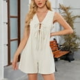 thumbnail image 2 of UAMVSH Summer Jumpsuits for Women Vacation Tied Front V-Neck Rompers Sleeveless Casual Pleated Trendy Overalls Clothes, 2 of 7