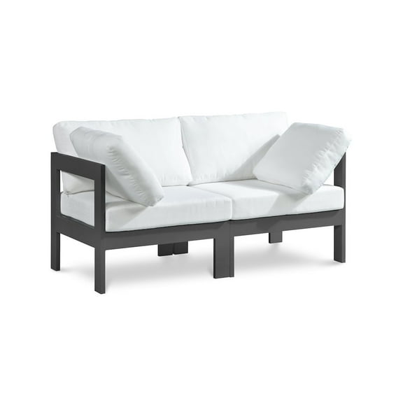 Meridian Furniture Nizuc White Water Resistant Fabric Outdoor Patio Modular Sofa