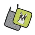 thumbnail image 2 of Caroline's Treasures Checkerboard Lime Green Boston Terrier Pair of Pot Holders, 2 of 3