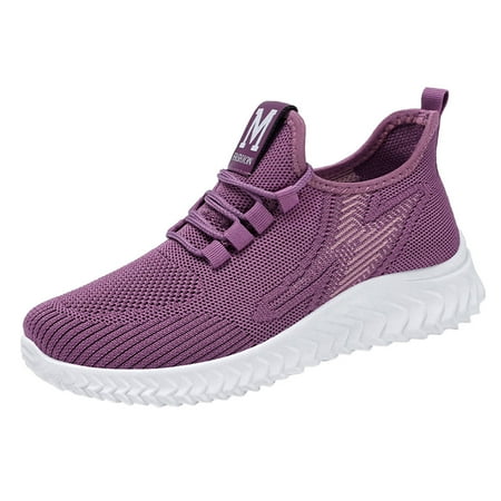 

Sneakers for Women Fashionable Autumn Women Sports Shoes Flat Soft Mesh Breathable Comfortable Solid Color Lace Up Casual Style Womens Sneakers Mesh Purple 41