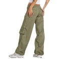 thumbnail image 4 of Txlixc Pantalones cargo casuales para mujer, pantalones holgados de color sólido con múltiples bolsillos, negro / caqui / verde Txlixc  Moda, 4 of 5