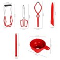 thumbnail image 2 of nipocaio 6 Pcs/Set Kit de Mise en Conserve Pinces à Nourriture Clé à Bocaux Multifonctions Outils de Cuisine Antidérapants (Rouge), 2 of 5