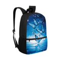 thumbnail image 2 of Binienty Blue Butterfly School Backpack for Teens Kids Adjustable Padded Straps Large Front Pocket Durable Water Resistant Bookbag for Daily Commute Travel, 2 of 6