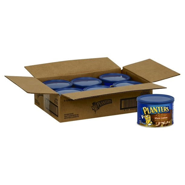 Planters Deluxe Honey Roasted Whole Cashews, 8.25 oz Can (Pack of 6