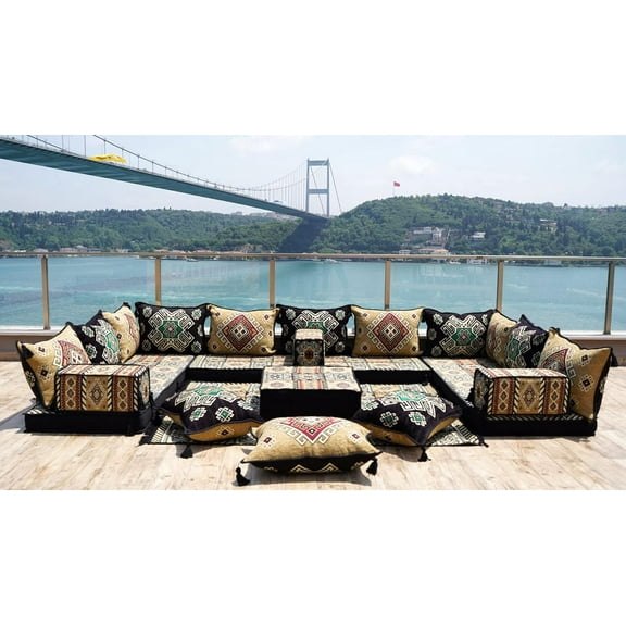 Gold Sofa Cushions, Arabic Majlis Seating, Turkish Sofa Set, U Shaped Modular Sofa, Arabic Floor Cushions, Sleeper Sofa, Floor Cushions for Adults
