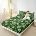 thumbnail image 4 of jejeloiu Snowflake Christmas Tree Queen Sheet Sets,Merry Xmas Flat Sheet,Green White Geometric Queen Fitted Sheet For Teens,Ultra Soft Home Decor,4pcs, 4 of 7