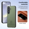 thumbnail image 4 of Designed for Samsung Galaxy A56 5G Classic Case, Slim Leather Luxury Business PU Non-Slip Texture Grip Shockproof Bumper Protective Phone Cover Men Women For Samsung Galaxy A56 5G,Green, 4 of 9