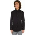 thumbnail image 3 of Calvin Klein Boys' Long Sleeve Sateen Dress Shirt, Style with Buttoned Cuffs & Shirttail Hem 20 Black, 3 of 6