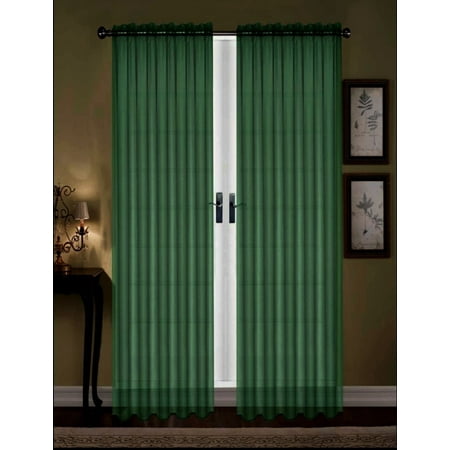 - LuxuryDiscounts 1 Piece Solid Hunter Green Elegant Sheer Curtains Fully Stitched Panels Window Treatment Drape 55