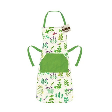 

Oxford and Main 100% Premium Cotton Apron Cooking Apron with Pocket Adjustable Fit Kitchen Apron Farmhouse Watercolor Design Herbs