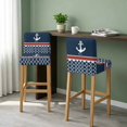 thumbnail image 2 of Navy Blue Anchor Bar Stool Cover Set of 6, Nautical Ocean Retro Striped Geometric Stretch Bar Chair Cover, Removable Washable Pub Counter Stool Chair Slipcover for Kitchen Dining Room Pub Cafe, 2 of 9