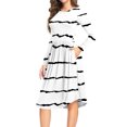 thumbnail image 2 of Aiyino Women's Long Sleeve Polka Dot Casual Dress Pleated Loose Flowy Midi Dress With Pocket, 2 of 4