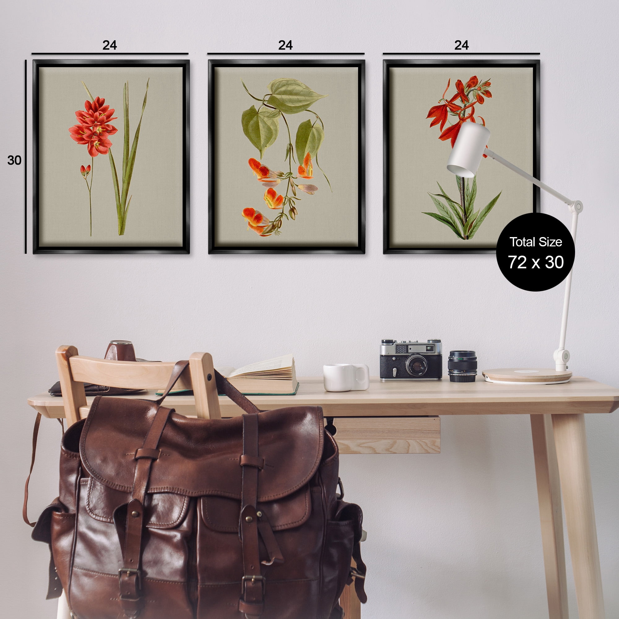 Stupell Industries Woodland Flower Study Botanical & Floral Painting Black Floater Framed Canvas Art Print Wall Art, 25 x 31, Set of 3