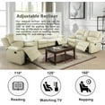 thumbnail image 5 of Bonded Leather Living Room Furniture Set Reclining Sofa Set Loveseat Furniture Sets in Living Room Sofa Recliners (3 Pieces, Beige), 5 of 13
