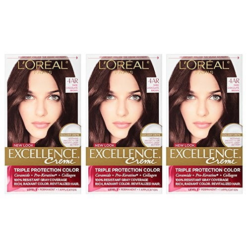 L'Oreal Paris Excellence Creme Hair Color, Dark Chocolate Brown (Pack of 3)  