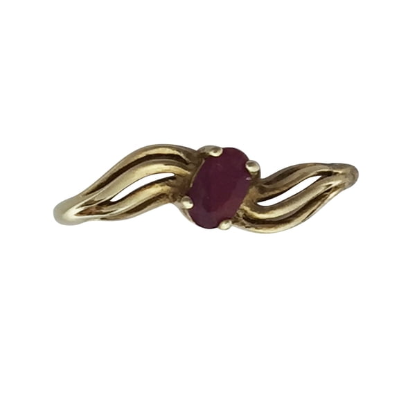 Oval Ruby Ring 14K Yellow Gold
