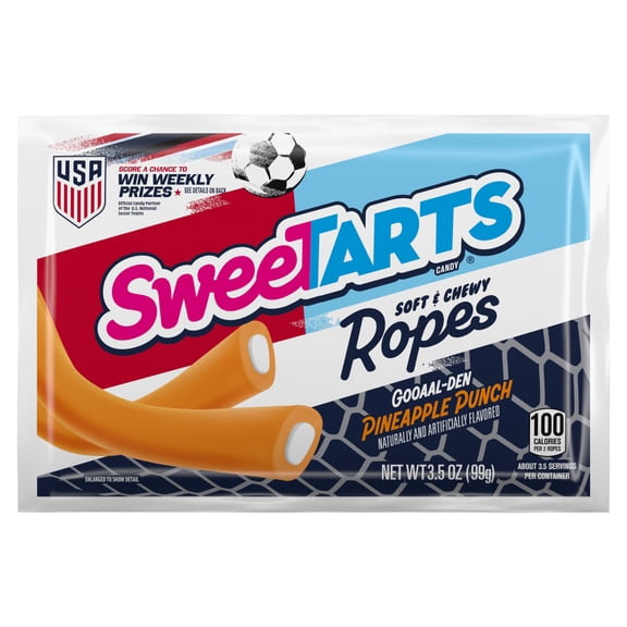 SweeTARTS Ropes, Pineapple Punch Summer Candy, Soft and Chewy, 3.5 oz