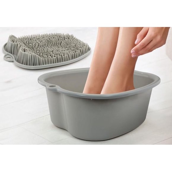 ZENVY Juego de alfombrilla de masaje para bañera de pies y depurador de pies de silicona para una relajación relajante en el hogar (baño de pies y alfombrilla para fregar)
