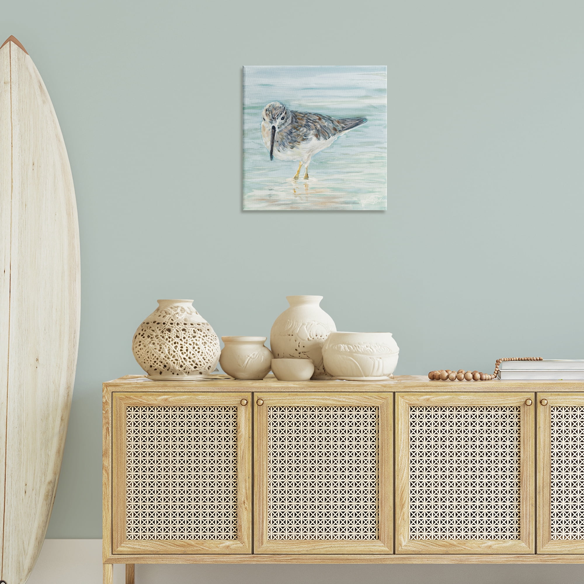 Stupell Industries Sandpiper on Shallow Shore Animals & Insects Painting Gallery Wrapped Canvas Art Print Wall Art, 24 x 24