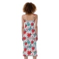 thumbnail image 2 of Cute Christmas Poinsettia Pattern Print Slim Fit Midi Cami Dress, Jesus Christian Fashion Summer Maxi Sexy Casual Dress For Women, 2 of 4
