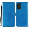 thumbnail image 6 of For Samsung A32 5G Case Bling Glitter Shiny Magnetic Closure Luxury PU Leather RFID Blocking Wallet Card Holder Hand Strap Folio Kickstand Flip Case Women Girls For Samsung Galaxy A32 5G, Blue, 6 of 7