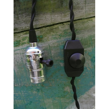 Silver Pendant Lighting Fantado Single Silver Socket Vintage-Style Pendant Light Cord w/ Dimmer, 11 FT Twisted Brown Cloth Cord by PaperLanternStore ()